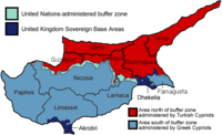 Turkish Occupied Northern Cyprus Area in Red